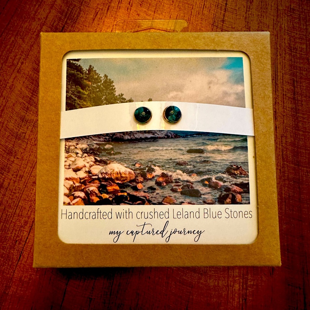 My Captured Journey Crushed Leland Blue Stones Earrings